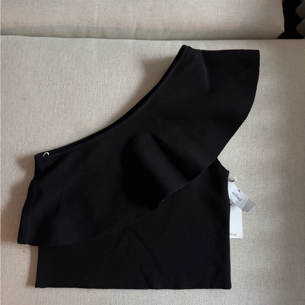 Wilfred Knit Black One-Shoulder Crop Top